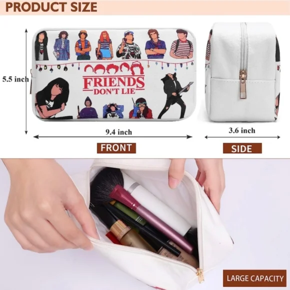 Stranger Things Makeup Bag White Friends Don't Lie - Picture 2 of 7